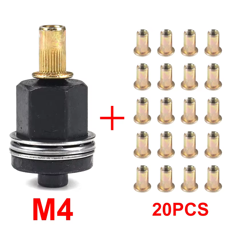 21 pièces + 1 pièce écrou à rivets manuel riveteuse écrou outil accessoire pour écrous M4 M5 M6 M8 M