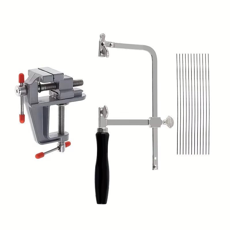 Kit d'outils professionnels pour scie à bijoux avec cadre de scie réglable, comprend 12 lames de sci