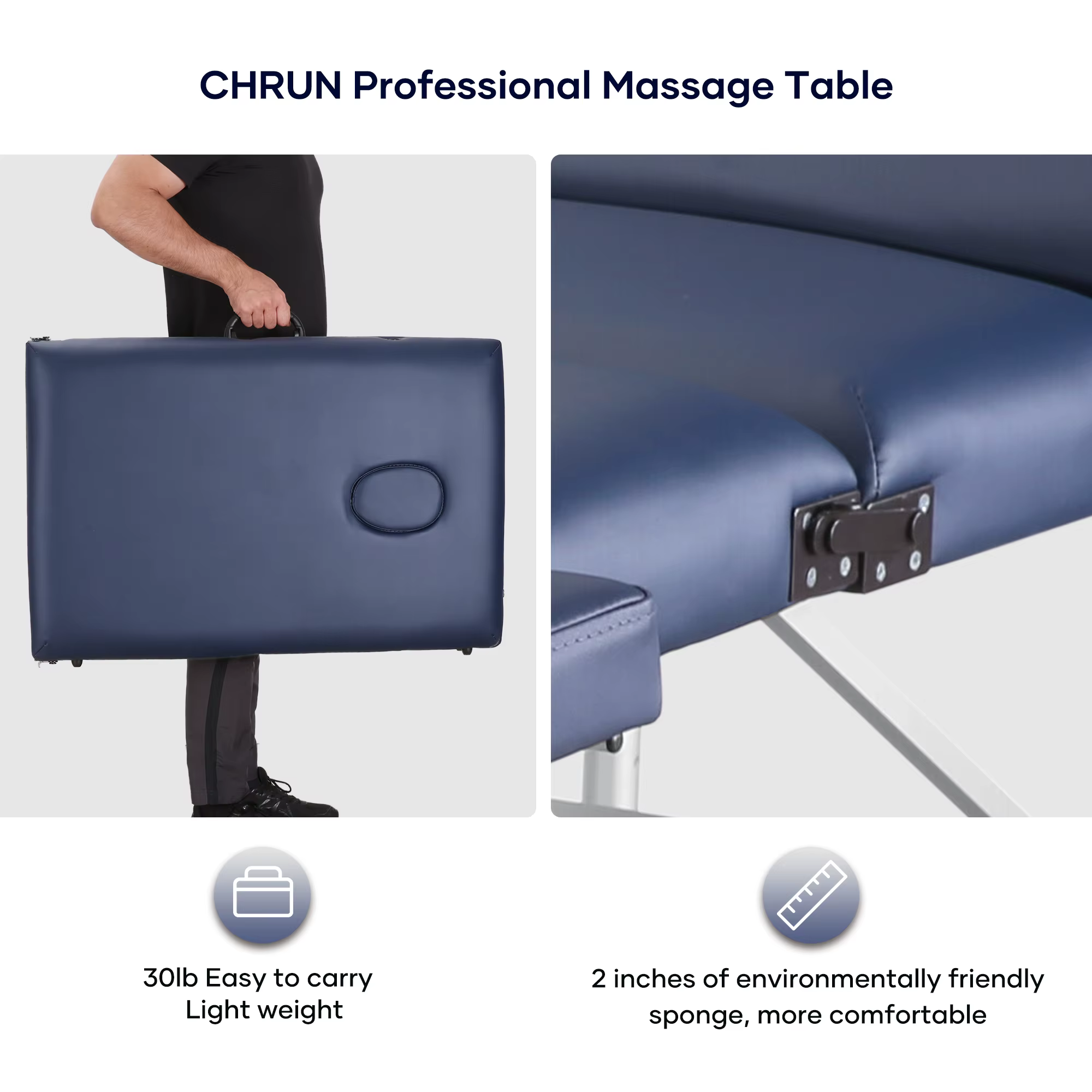 Table de Énergie Portable, Lit de Tatouage, Spa, Esthétique, Réglable, Professionnel, 3 Pieds en Alu