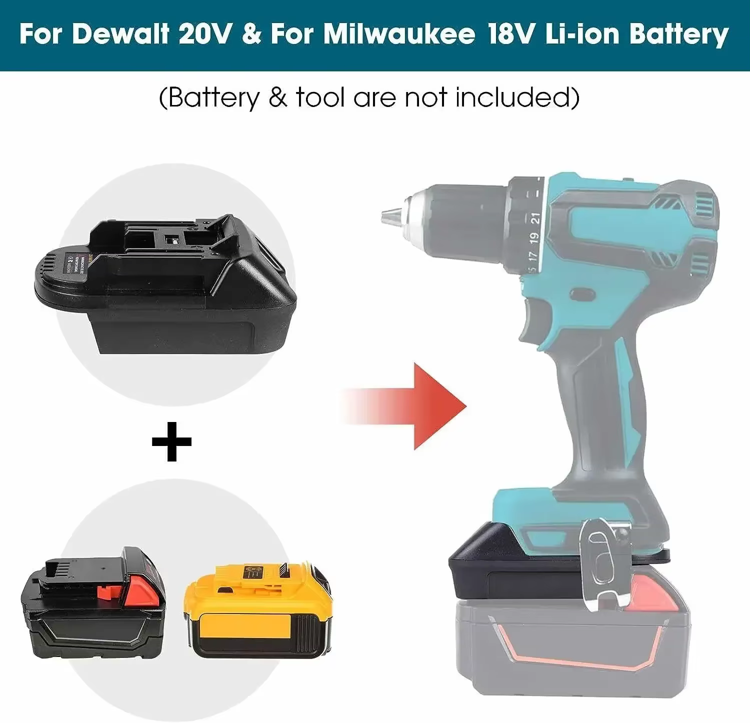 Adaptateur de convertisseur de batterie DM18M pour Milwaukee 18V pour batterie Li-ion Dewalt 20V, co