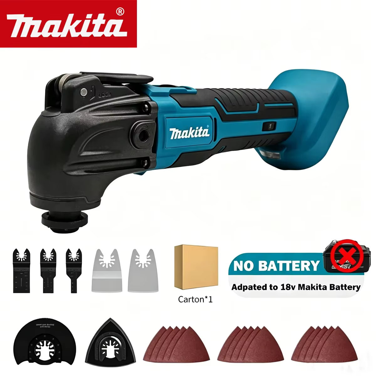 Outil multifonctionnel oscillant sans fil Makita 18V DTM51 à dégagement rapide, 6 vitesses, outil de