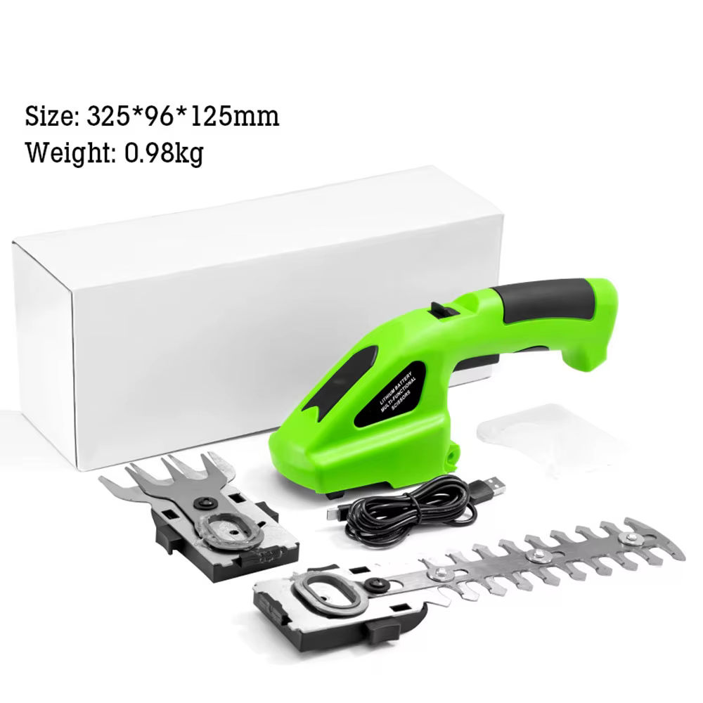 Taille-haie électrique sans fil 2-en-1 rechargeable, coupe-herbe électrique, scie de désherbage, cis