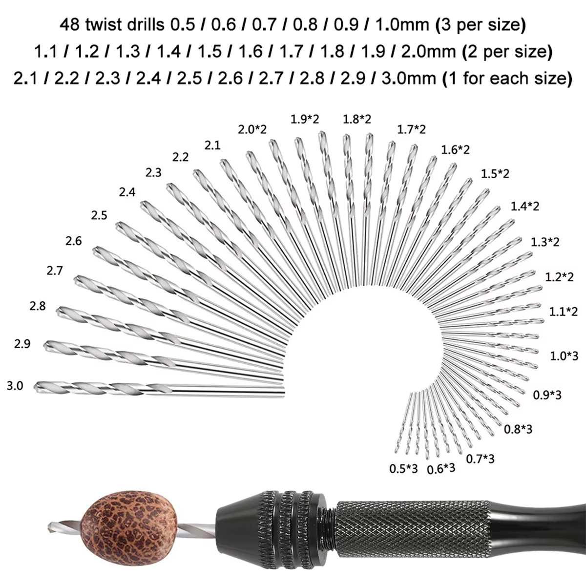 Mini Micro perceuse à main, ino /49 pièces 0.3-3.2mm, calcul de propositions de travail, outils pour