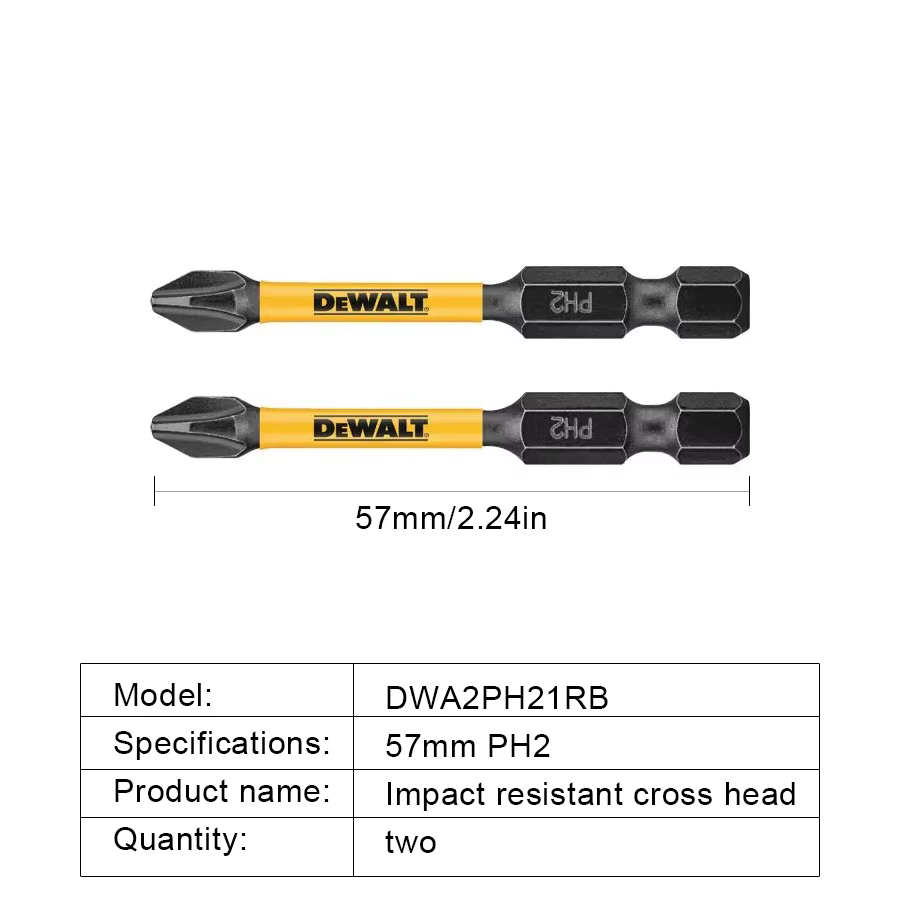 DEWALT 2/5/10 pièces PH2 57mm embouts de tournevis à percussion embout Phillips tournevis électrique