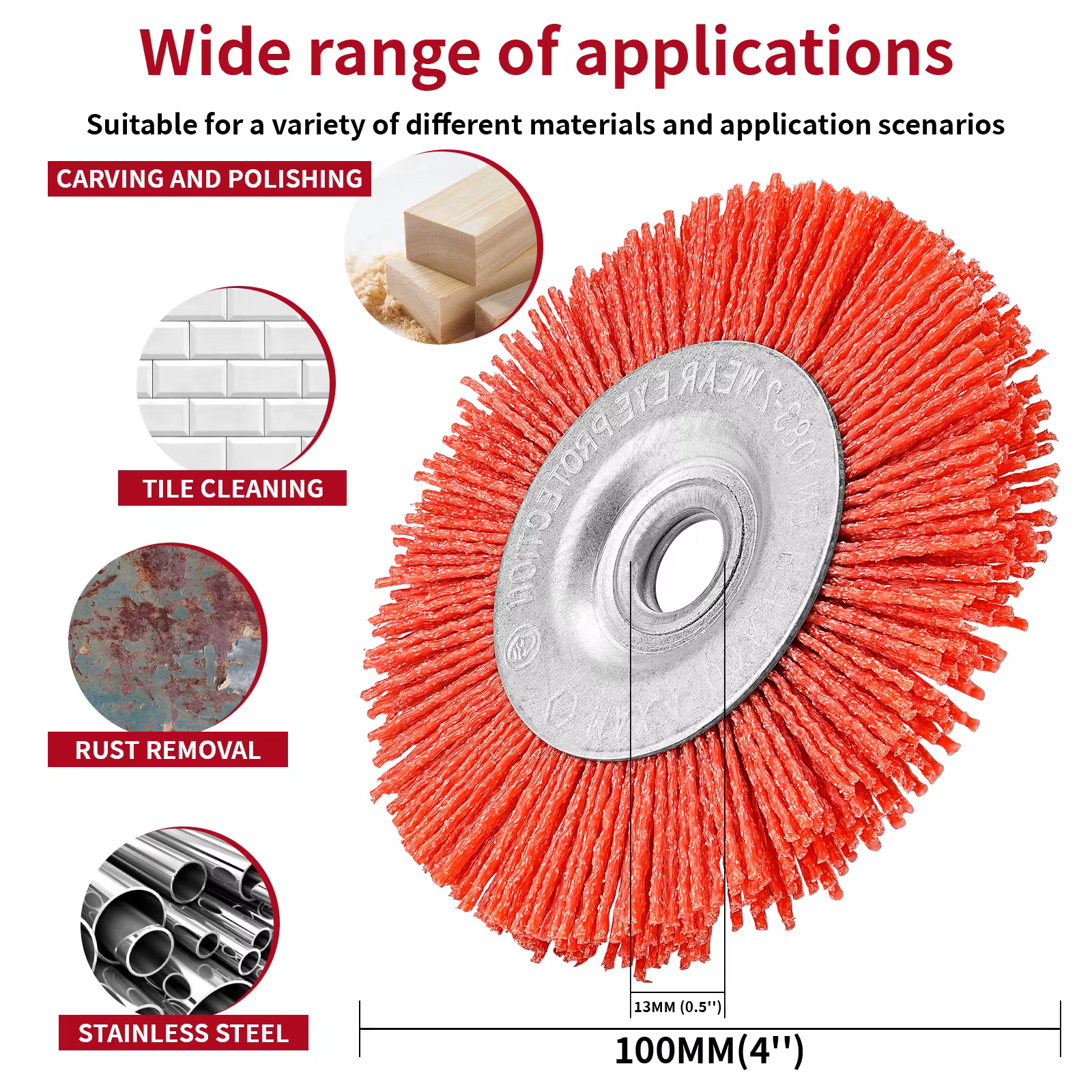 Meuleuse de brosse à roue en Nylon de 4 "5", brosse de polissage rotative pour l'ébavurage du métal 