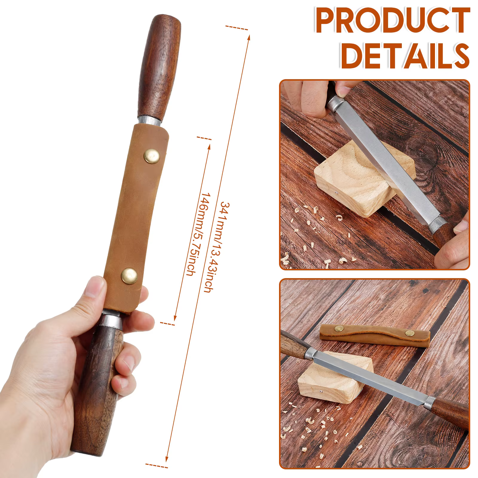 Couteau à tirage Sk5, outil pour le travail du bois, couteau à découper le bois avec gaine en cuir, 
