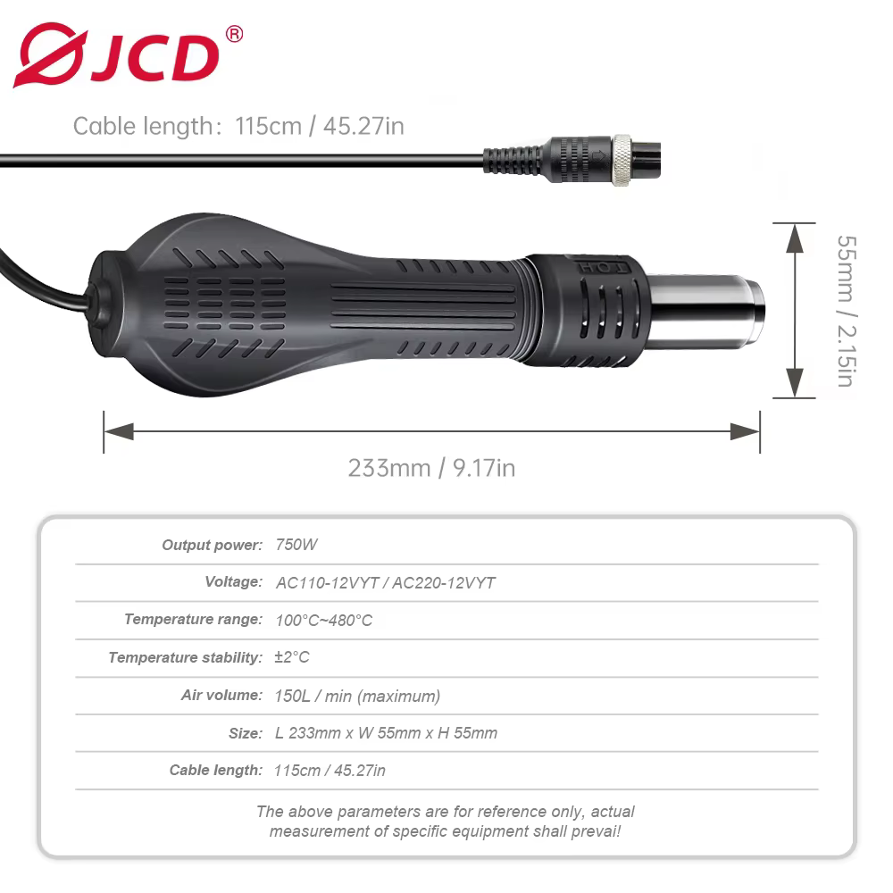 JCD pistolet à Air chaud dessouder pistolet à Air chaud poignée fer à souder convient pour 858D 868D