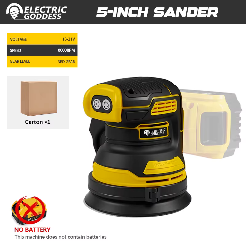 Disque de ponceuse électrique sans balais de déesse, 8000 tr/min, pour batterie Dewalt 20V, sans fil