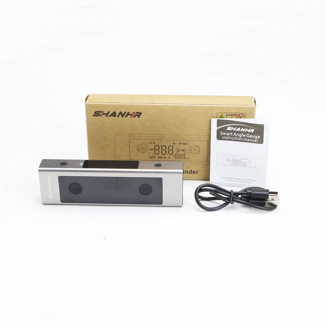 Niveau laser 2 en 1 SHANHR, règle de niveau laser de type C, règle d'angle à double laser, rapporteu
