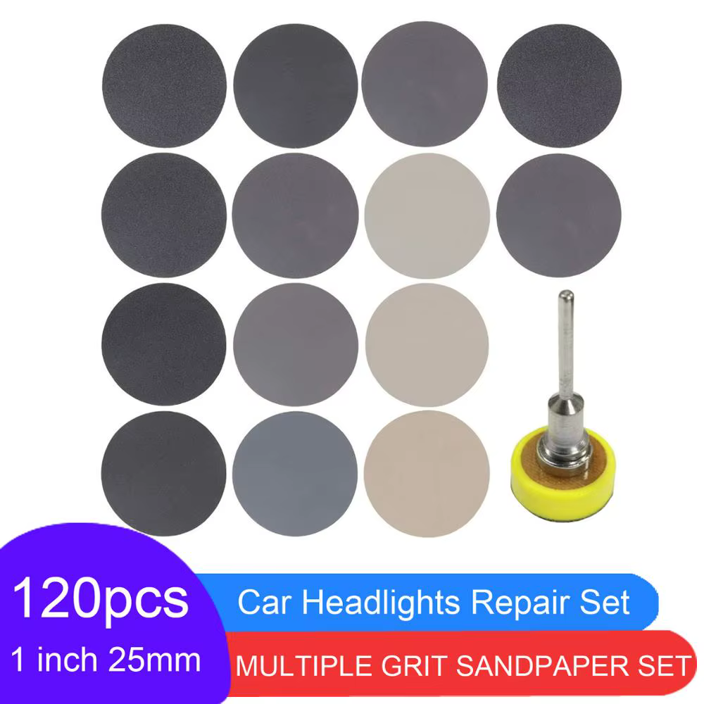 121 pièces ensemble 1 pouce papier de verre humide et sec disque de ponçage boucle de crochet avec t