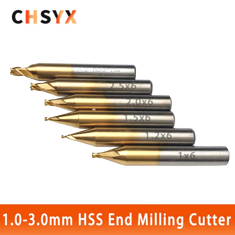 CHSYX haute qualité 1.0-3.0mm HSS titane fraise en bout gravure bord coupe CNC Bits fraise en bout p