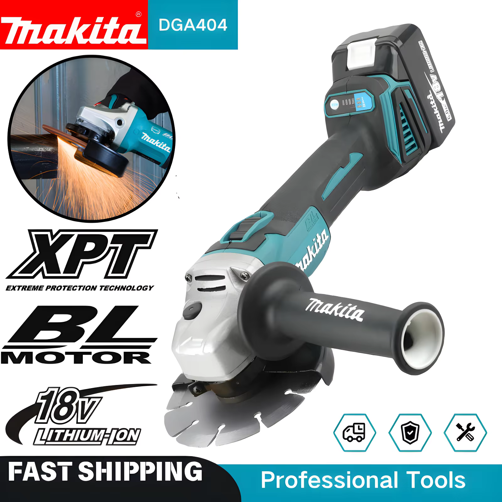 Nouveau Makita électrique DGA404 meuleuse d'angle sans brosse polissage Machine de découpe outil de 