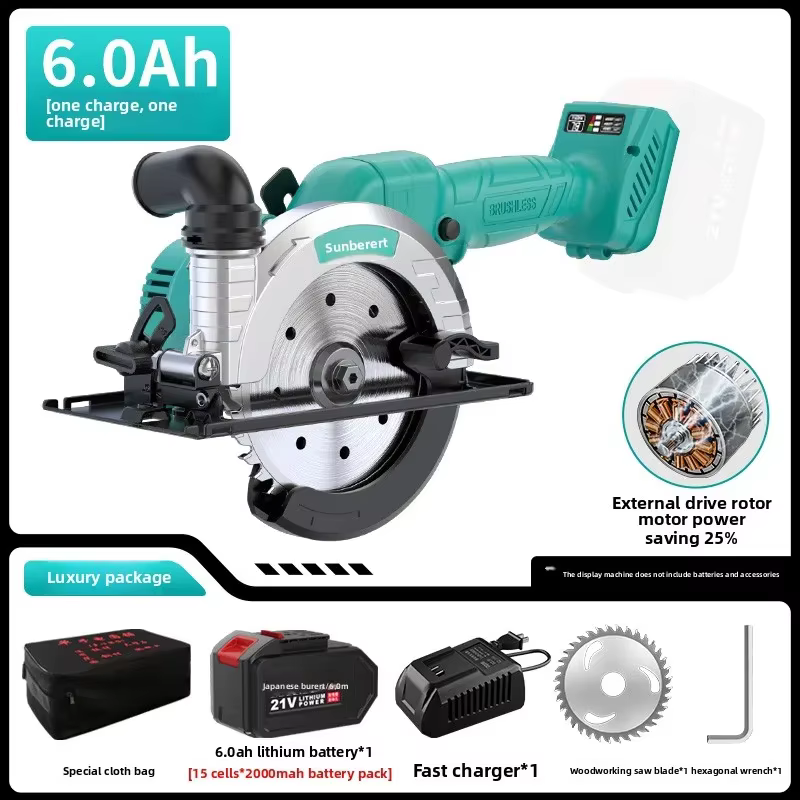 Scie circulaire sans fil 110V/220V 55 pouces, moteur sans balais, alimenté par batterie au Lithium, 