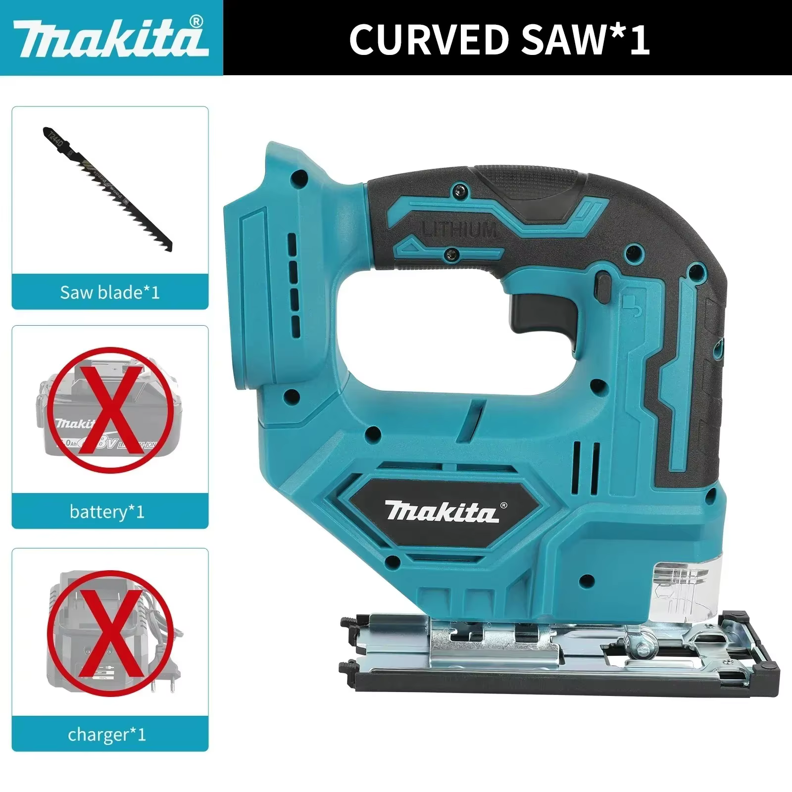 Scie sauteuse électrique sans fil Makita DJV182Z, 18V, 340W, avec lame de scie, poignée en forme de 