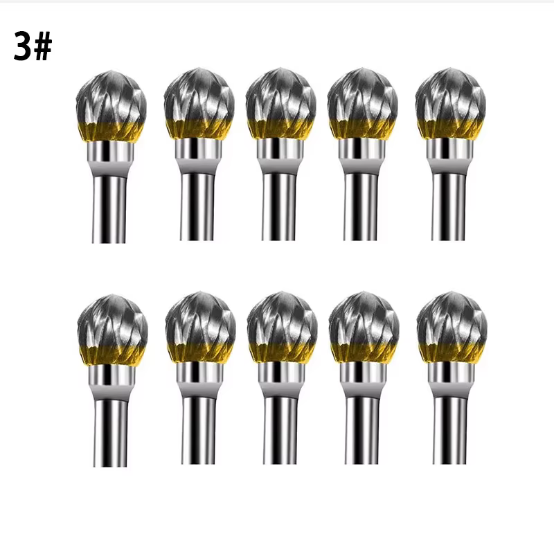 10 pièces 3mm tige en acier au tungstène fraise diamant coupe rotatif Dremel outils électrique meula