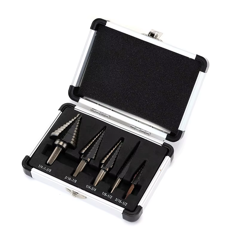 Jeu de forets étagés Cobalt à plusieurs trous, 50 tailles, avec étui en aluminium. Ensemble d'outils