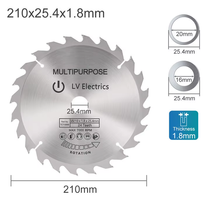 XCAN Circulaire Lame de Scie Diamètre 210mm Dents 24T 48T 60T 80T Bois Disque De Coupe Carbure Point
