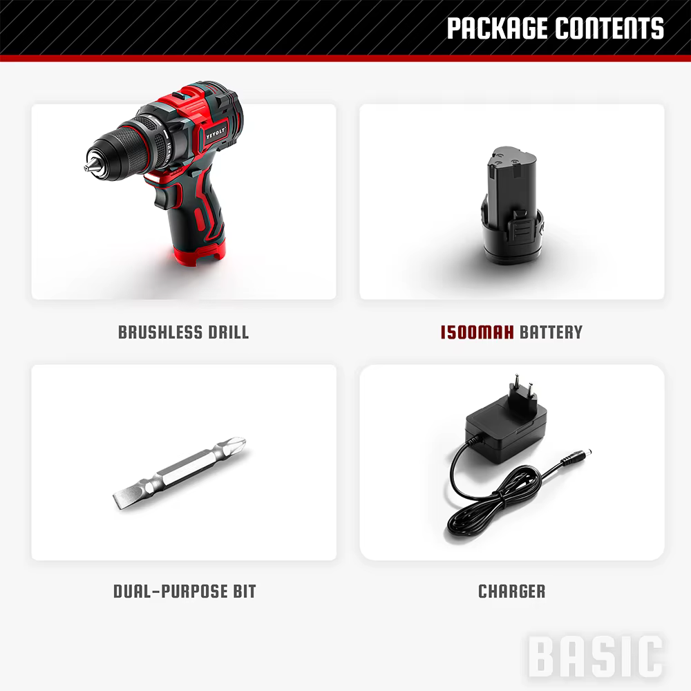 YEVOLT 12V perceuse électrique sans fil sans brosse perceuse électrique à 2 vitesses perceuse électr