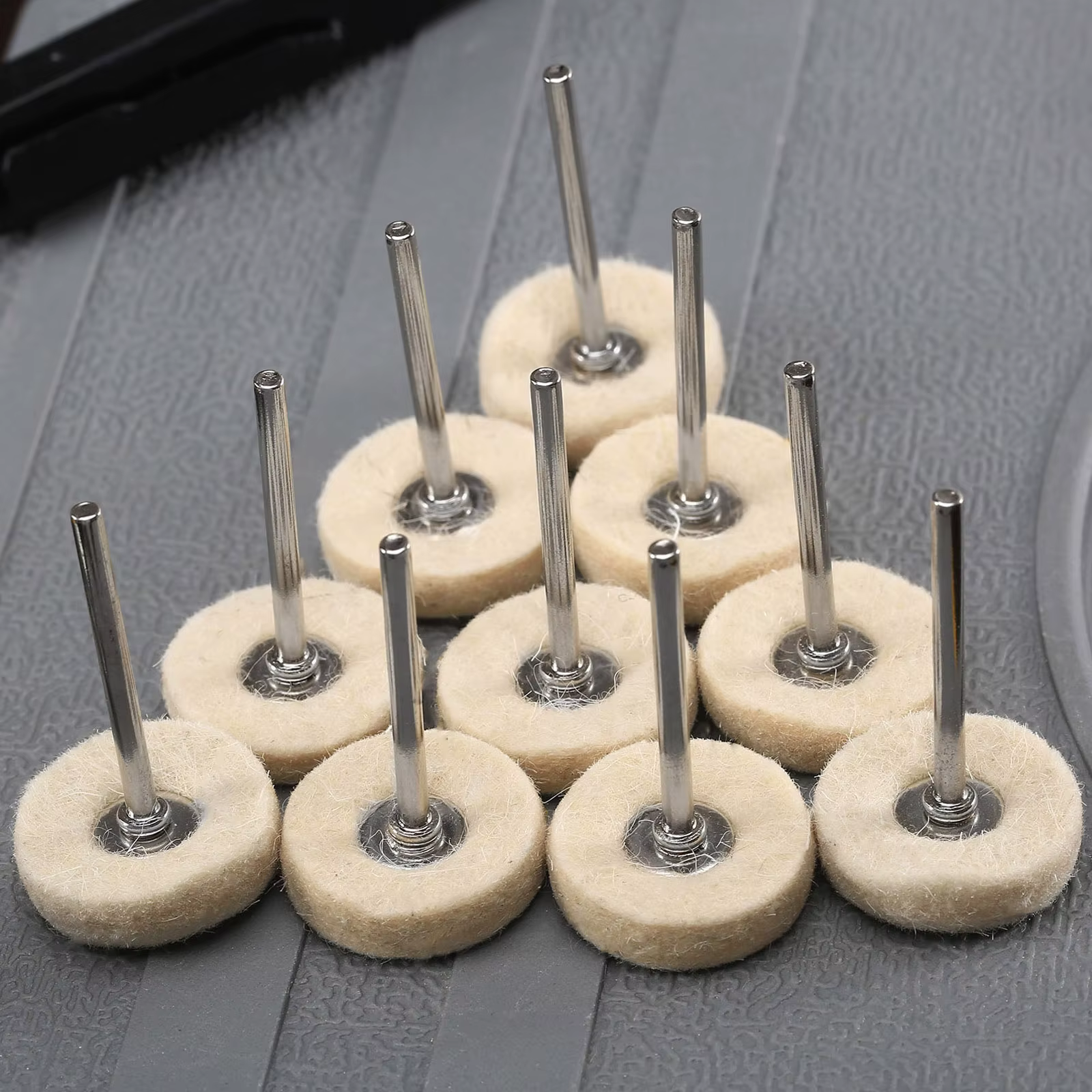 10 pièces métal ponçage polissage polissage meule brosse 25mm laine brosse rotative pour Dremel outi