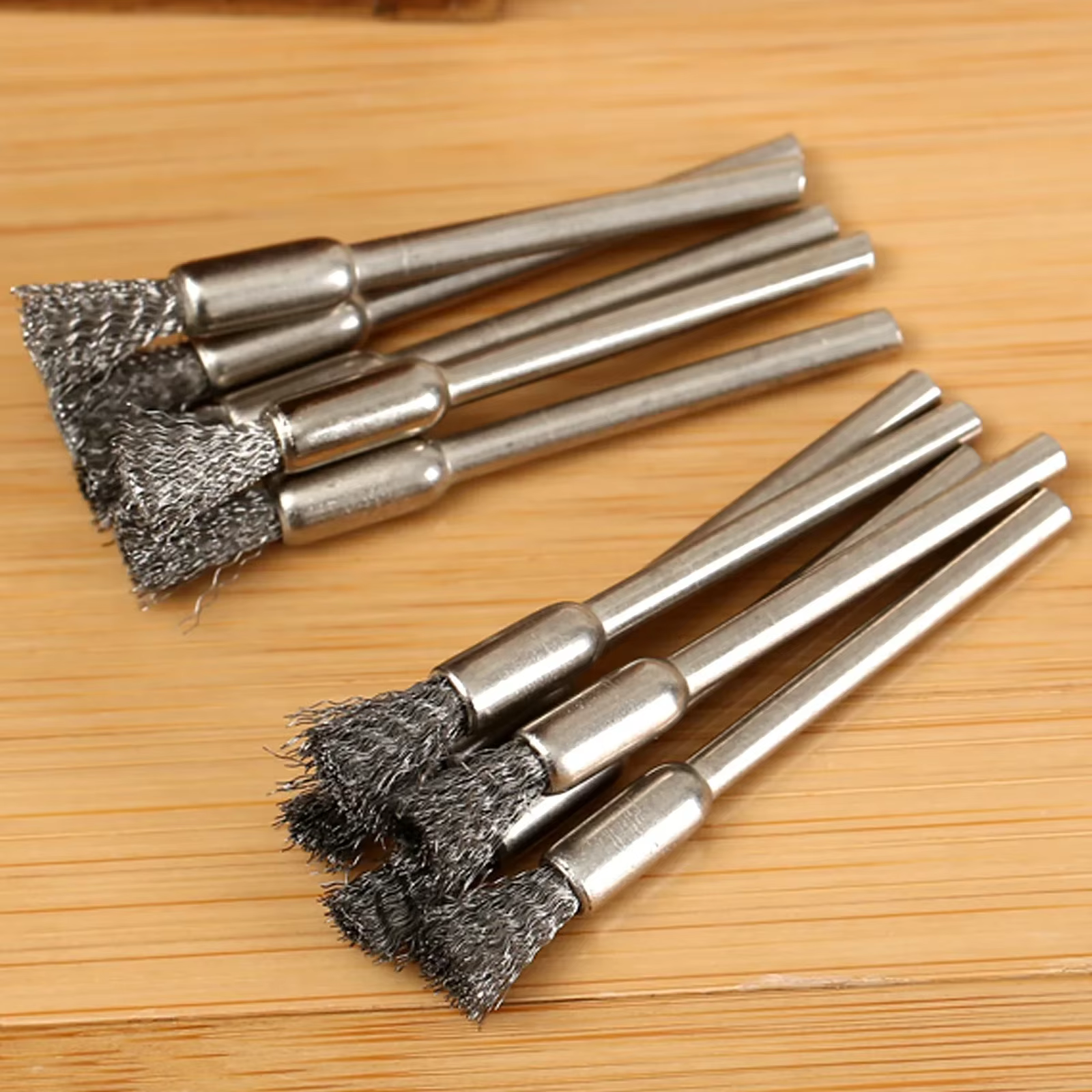 5/10 pièces brosses à crayons en acier inoxydable monté fil roue mandrin ensemble Dremel accessoire 