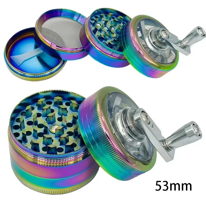Broyeur à manivelle en alliage de zinc coloré, outil de cuisine portable, cadeau pour homme, 53mm, e