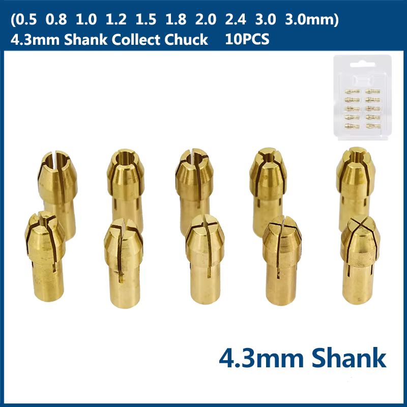 XCAN Mini perceuse pince mandrin 10 pièces 0.5-3.2mm 4.3/4.8mm tige en laiton mandrins adaptateur po