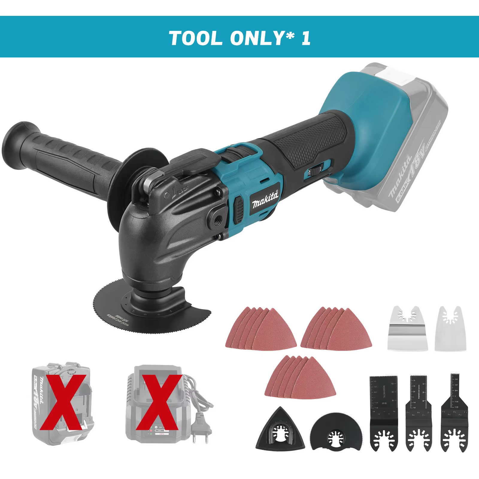 Outil oscillant sans fil Makita 18V sans balais, 6 vitesses, à dégagement rapide pour la rénovation,