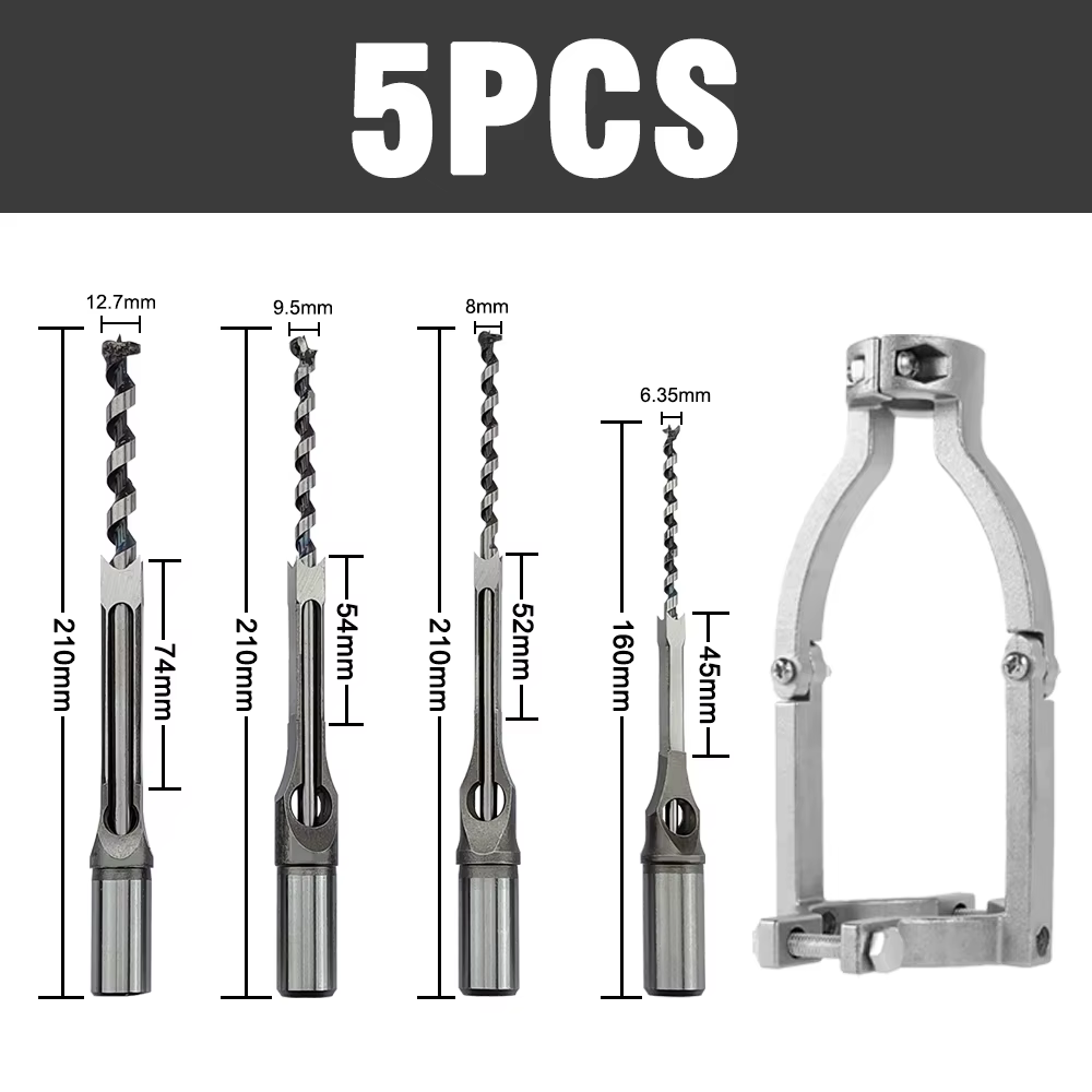 Adaptateur de foret à trou carré, perceuse à trou carré en carbure avec support de fixation, Kit de 