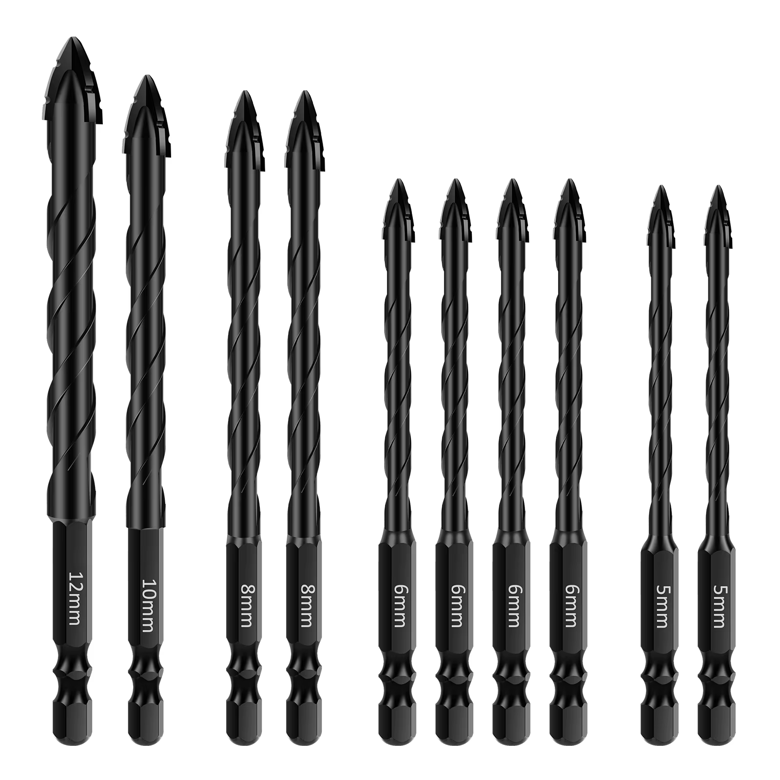 Foret de maçonnerie précis 10 pièces/ensemble, foret à béton en alliage d'acier au tungstène avec fl