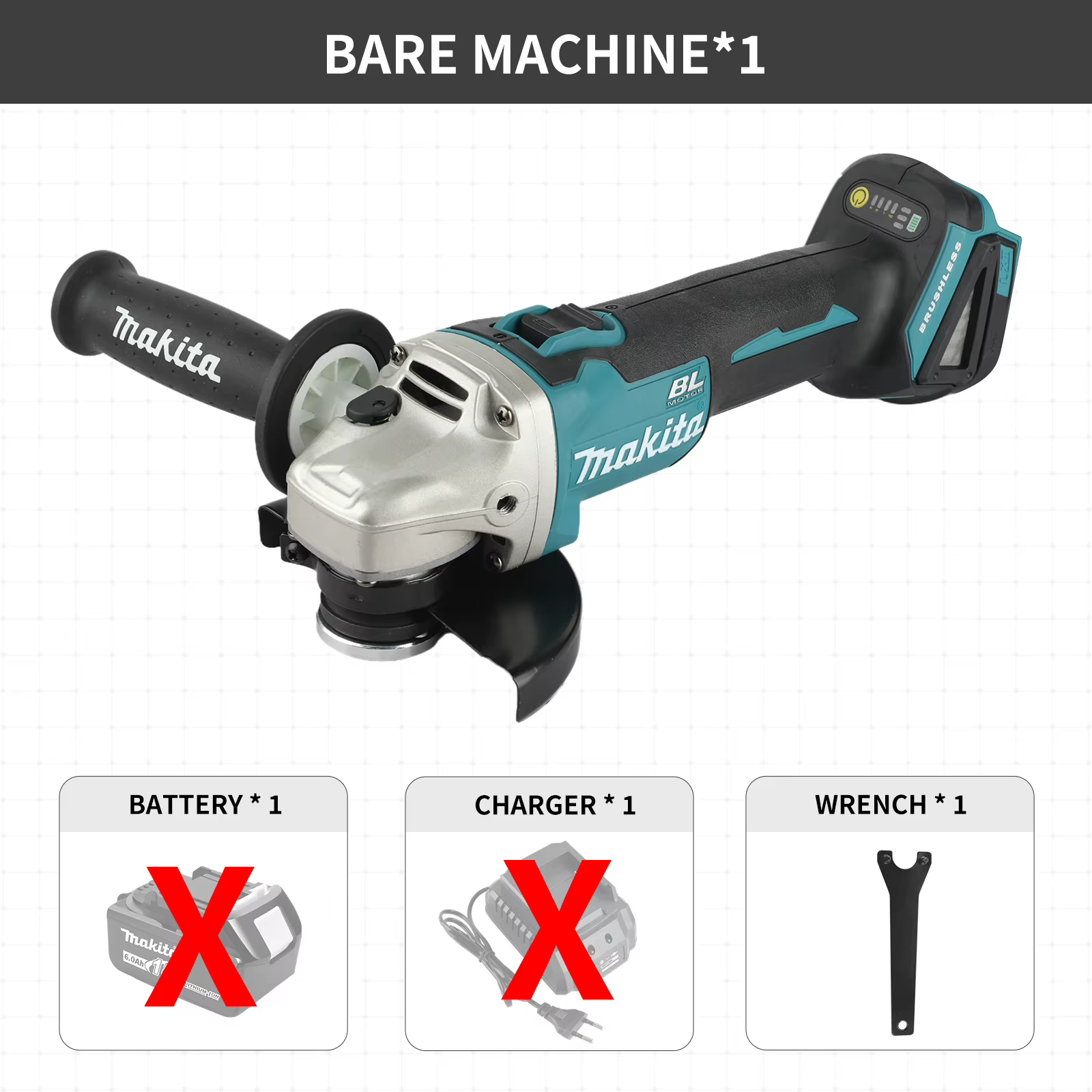 Meuleuse d'angle sans fil Makita DGA504 18V 6.0Ah 125mm au lithium, vitesse constante, outil de meul