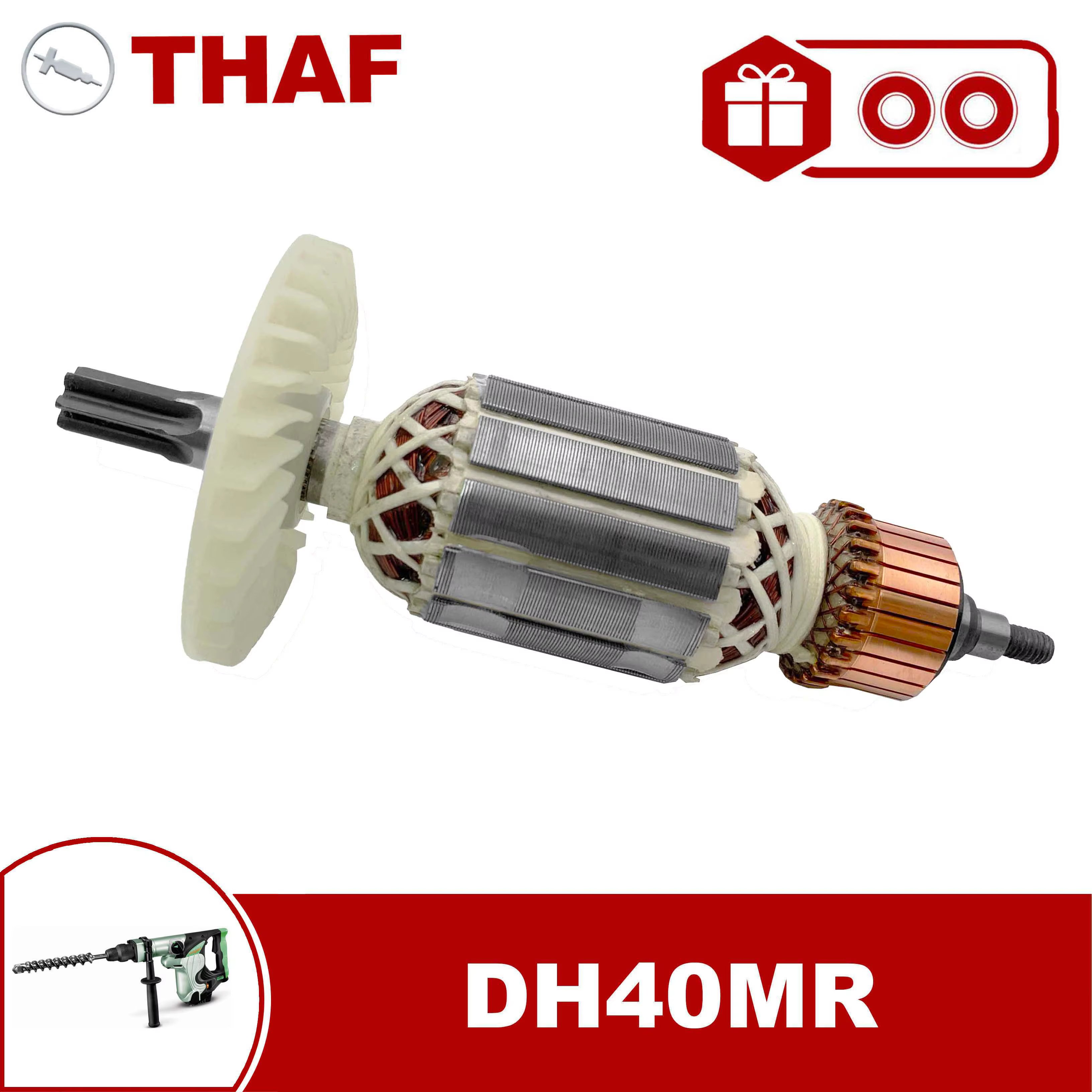 AC 220V 240V DH40MR Induit Rotor pour HITACHI Marteau Perforateur Pièces de rechange Perceuse à perc