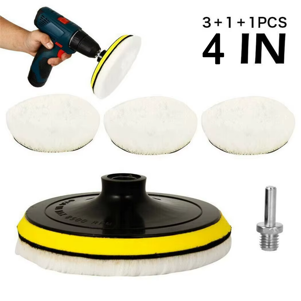 Disque de ponçage floqué de 4 pouces, 5 pièces, tampons de polissage à support de crochet et boucle,
