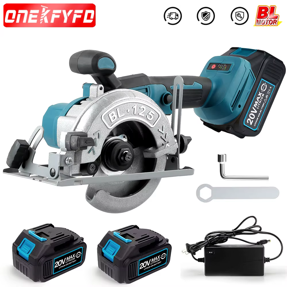 Makita-Scie circulaire électrique sans fil sans balais, machine à couper le bois réglable, détermine