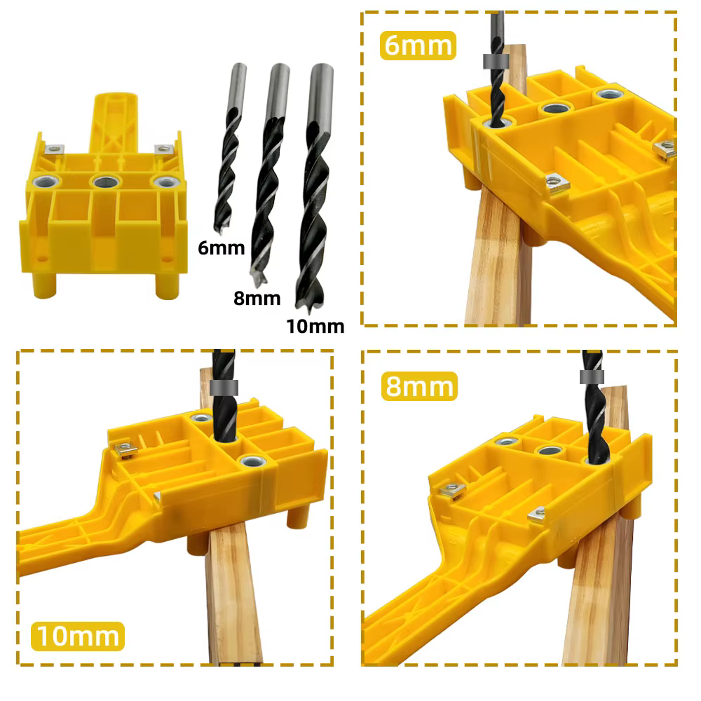 Gabarit de chevilles pour le travail du bois, adapté au Guide de perçage de 6/8/10mm, manchon métall