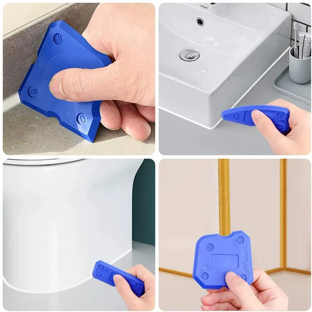 Lot de 4 outils de calfeutrage en silicone, spatules manuelles pour le nettoyage domestique, le fini