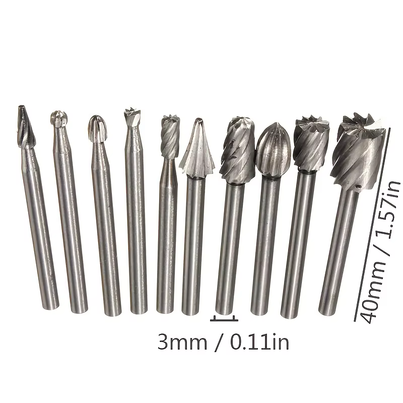 10 pièces ensemble travail du bois sculpture fraise pour Dremel fraisage rotatif fichier rotatif scu