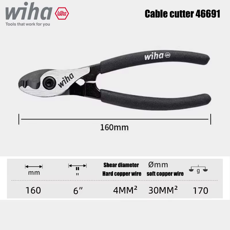 Pince à câbles multifonctionnelle Wiha Black Forest 160 mm, 180 °   Cutter à double tranchant Flip S