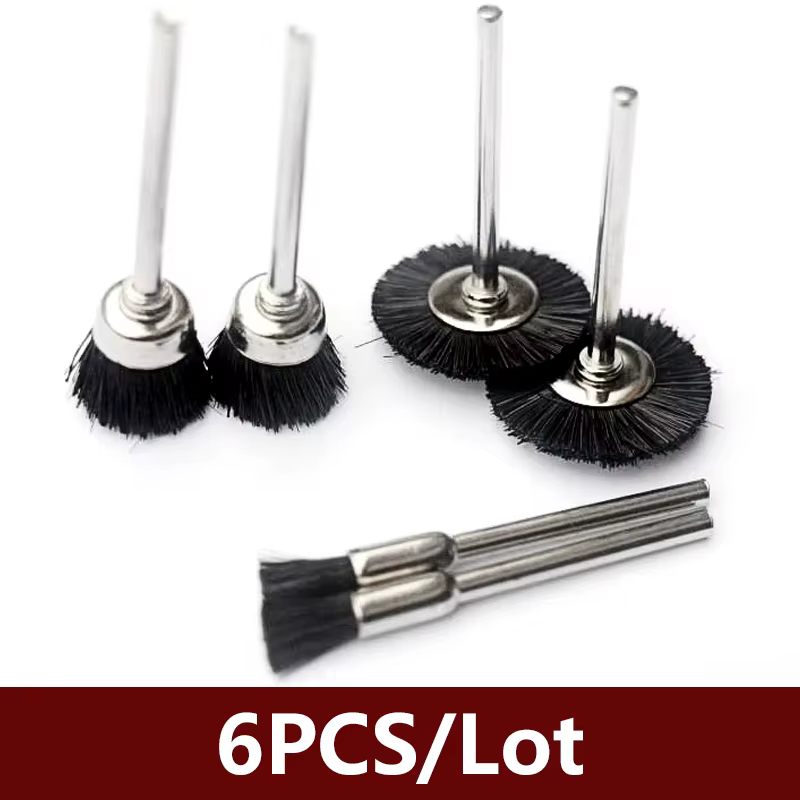 Brosse de roue en nylon avec tige, outil d'ébavurage, mèche pour perceuse Dremel 4000 3000, mini per