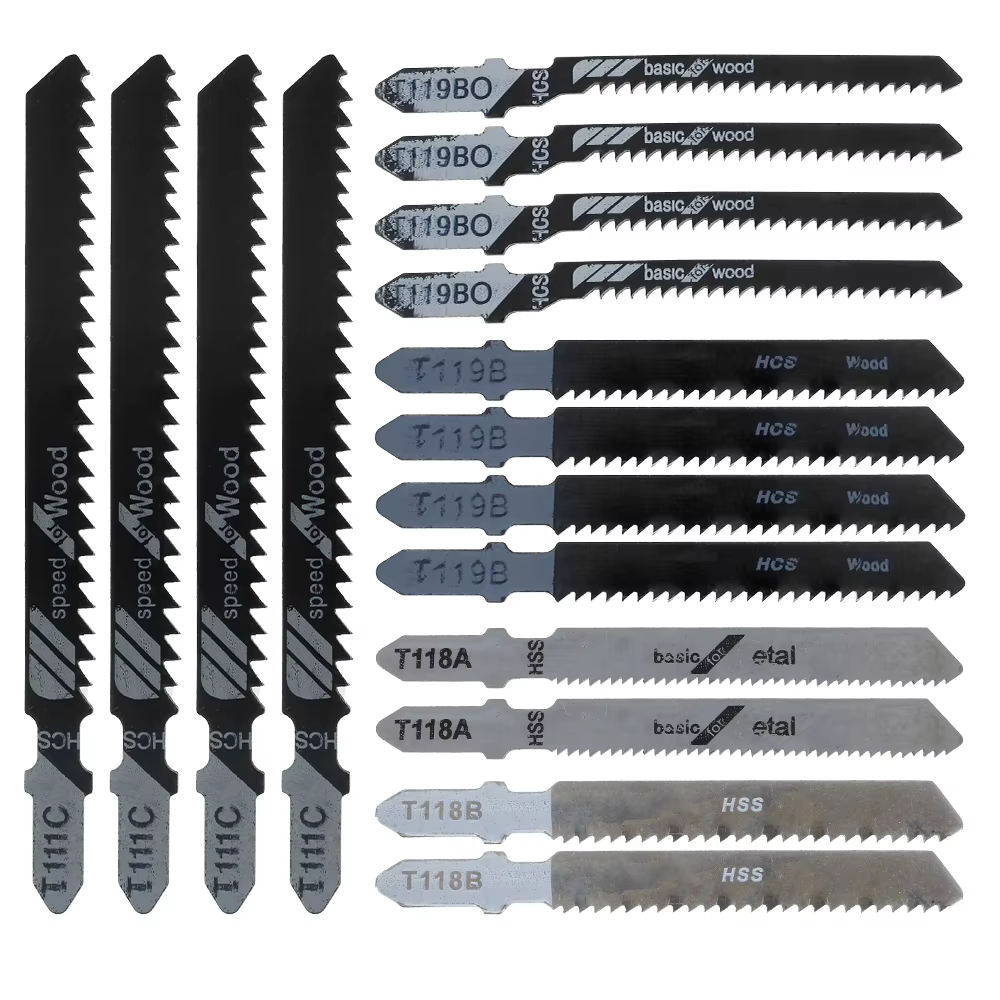 Jeu de 16 lames de scie sauteuse, arbre en T HCS, assortiment de lames de scie sauteuse pour le bois