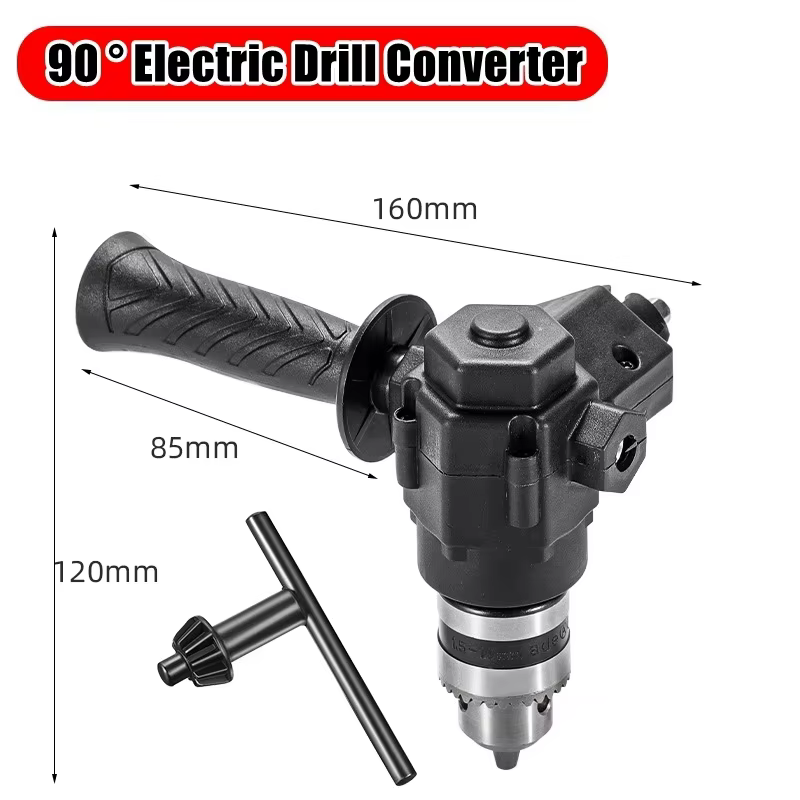 90 °   Adaptateur de perceuse à percussion à trois mâchoires, adaptateur de perceuse à angle droit, 