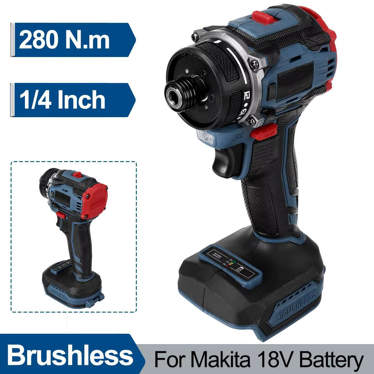 Makita – tournevis électrique sans balais, 1/4 pouces, 4000 tr/min, 21 + 1 vitesses, perceuse électr