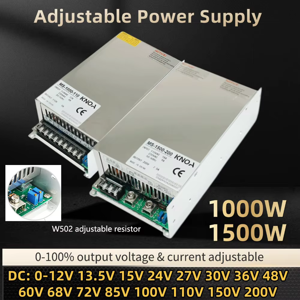 Alimentation de commutation réglable 1000W 1500W, 0-12V 13.5V 15V 24V 36V 48V 60V 72V 80V 90 110V 15