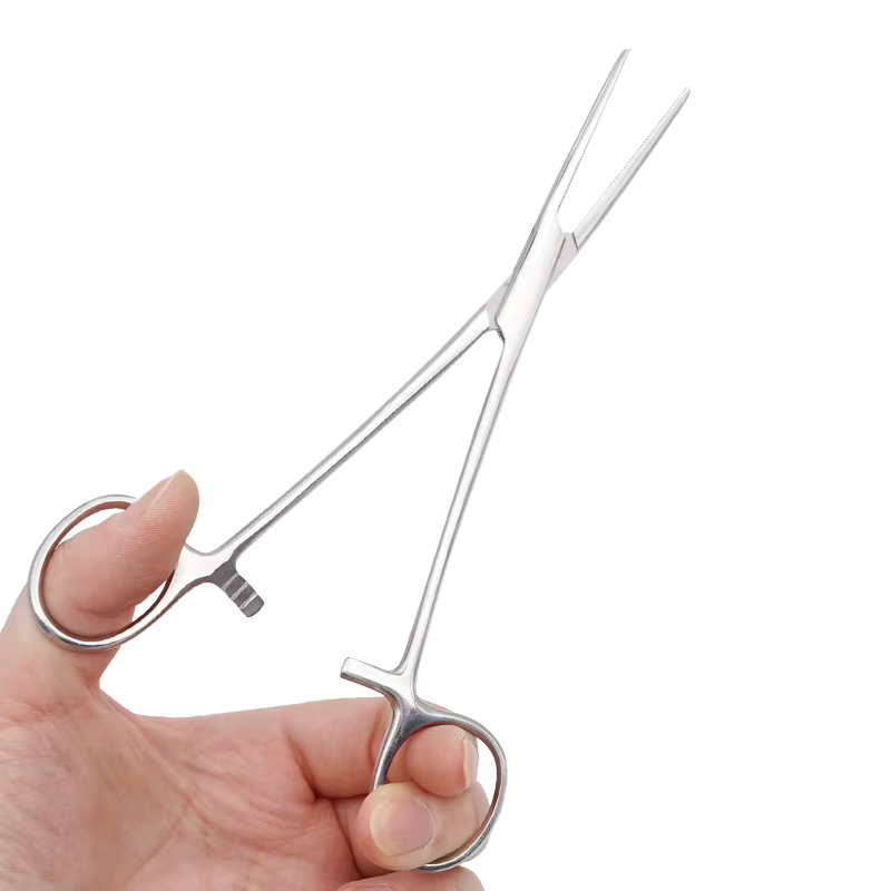 Pince à pointe incurvée et droite en acier inoxydable, pinces de verrouillage, pinces hémostatiques,