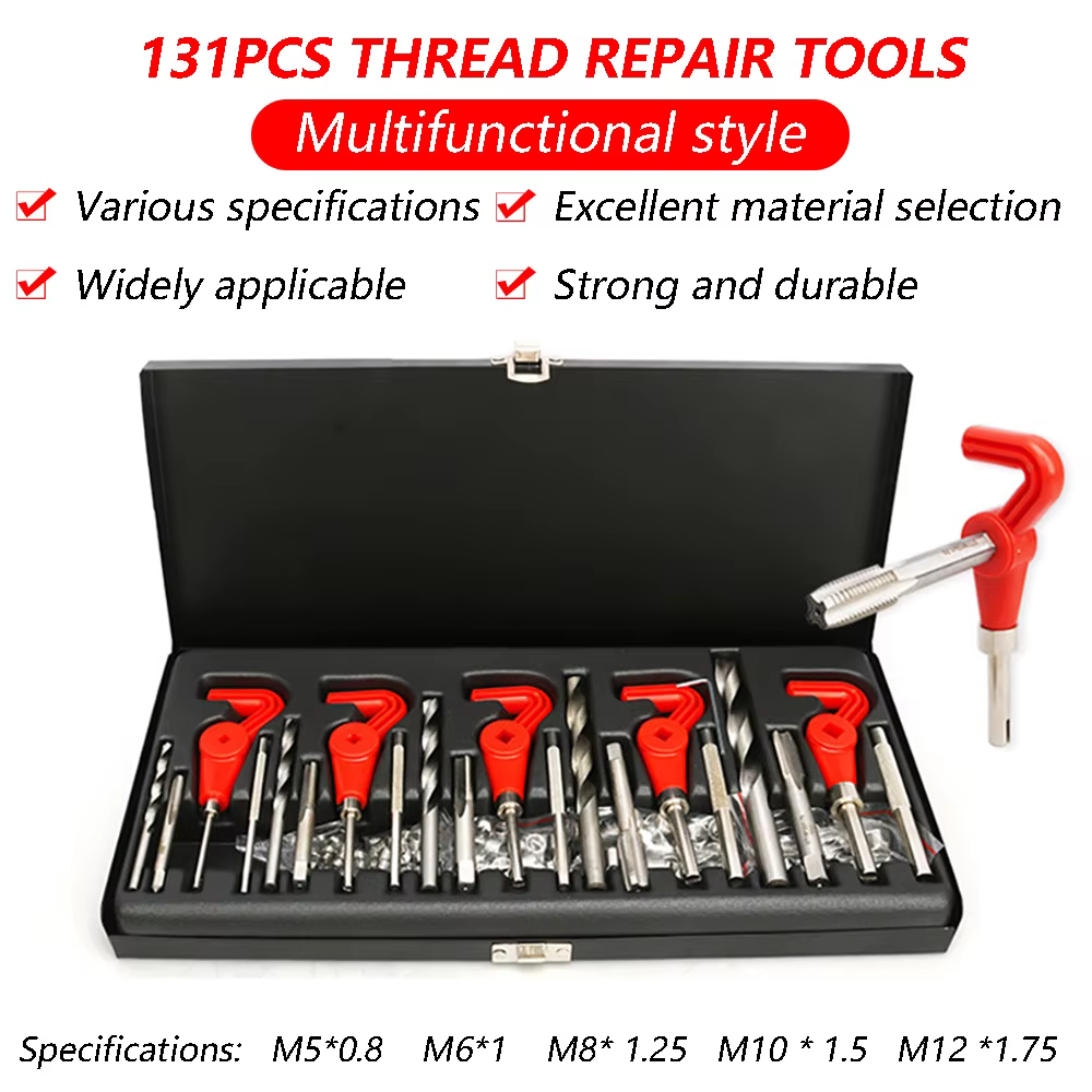 Nouveau Style 131 pièces outil de réparation de filetage M5 M6 M8 M10 M12 clé à molette outils de fi