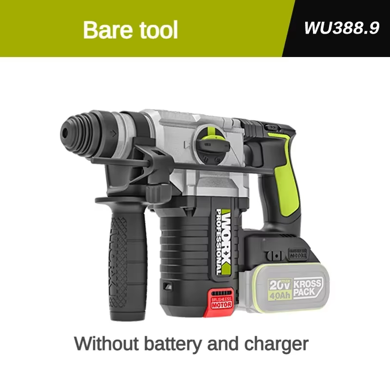 WORX WU388 perceuse à percussion sans fil sans brosse à double usage pour le perçage du béton outils