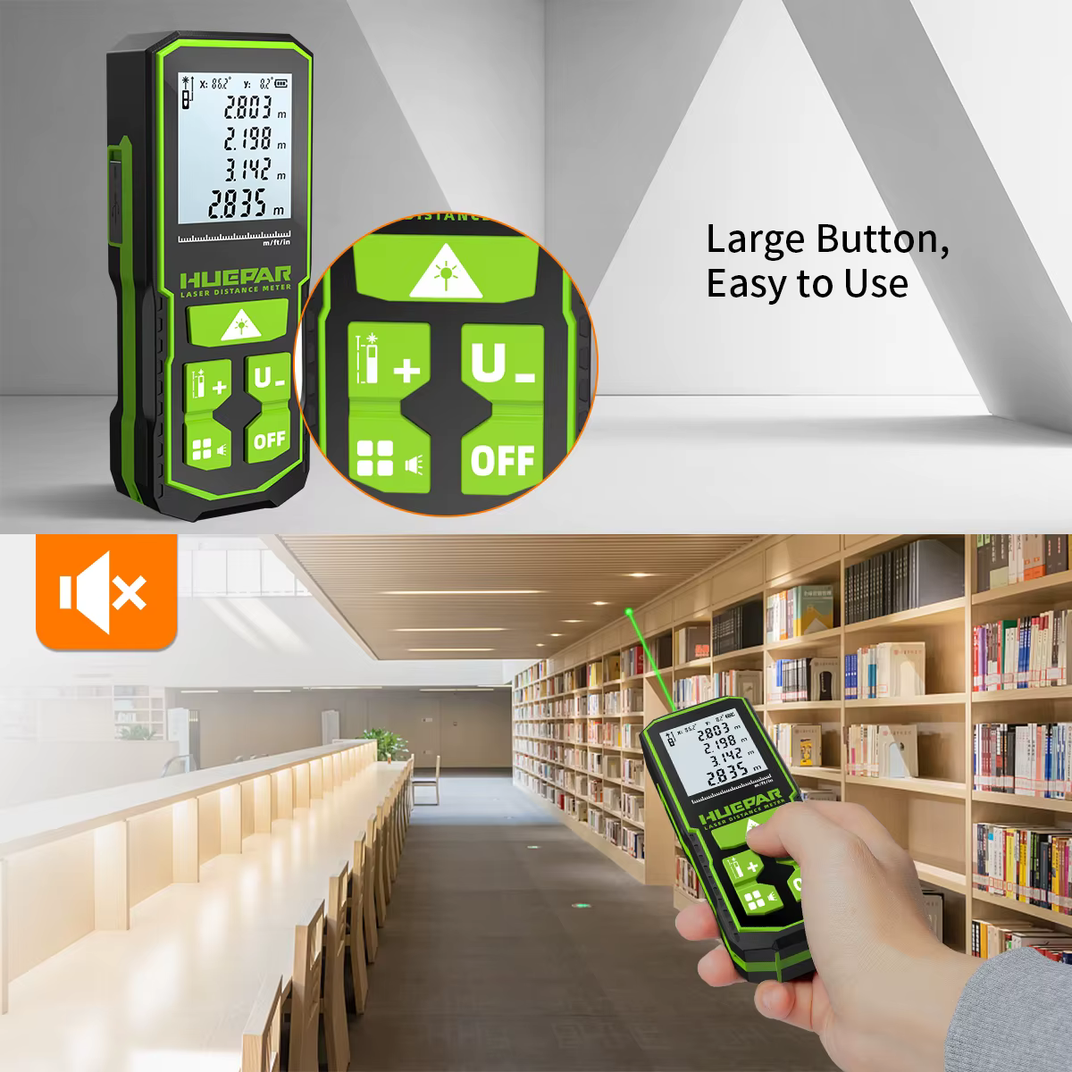 Huepar numérique vert Laser télémètre 60M 100M 120M Laser ruban à mesurer télémètre avec capteur d'a