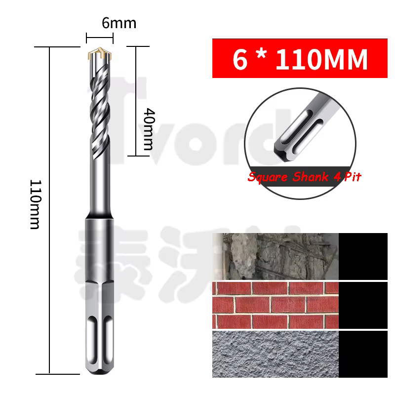 Perceuse à percussion croisée, marteau perforateur pour béton à travers le mur, poignée ronde, poign
