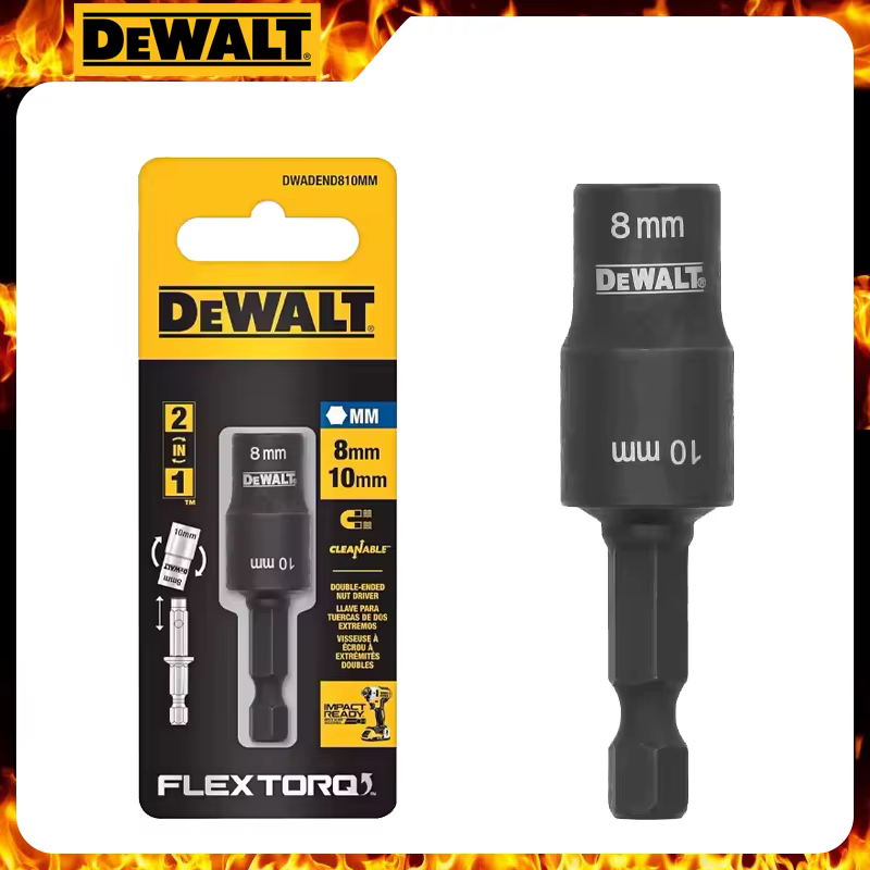 DEWALT DWADEND810MM FLEXTORQ 2in 1 8/10 MM douille Double extrémité écrou pilote Extension courte pe
