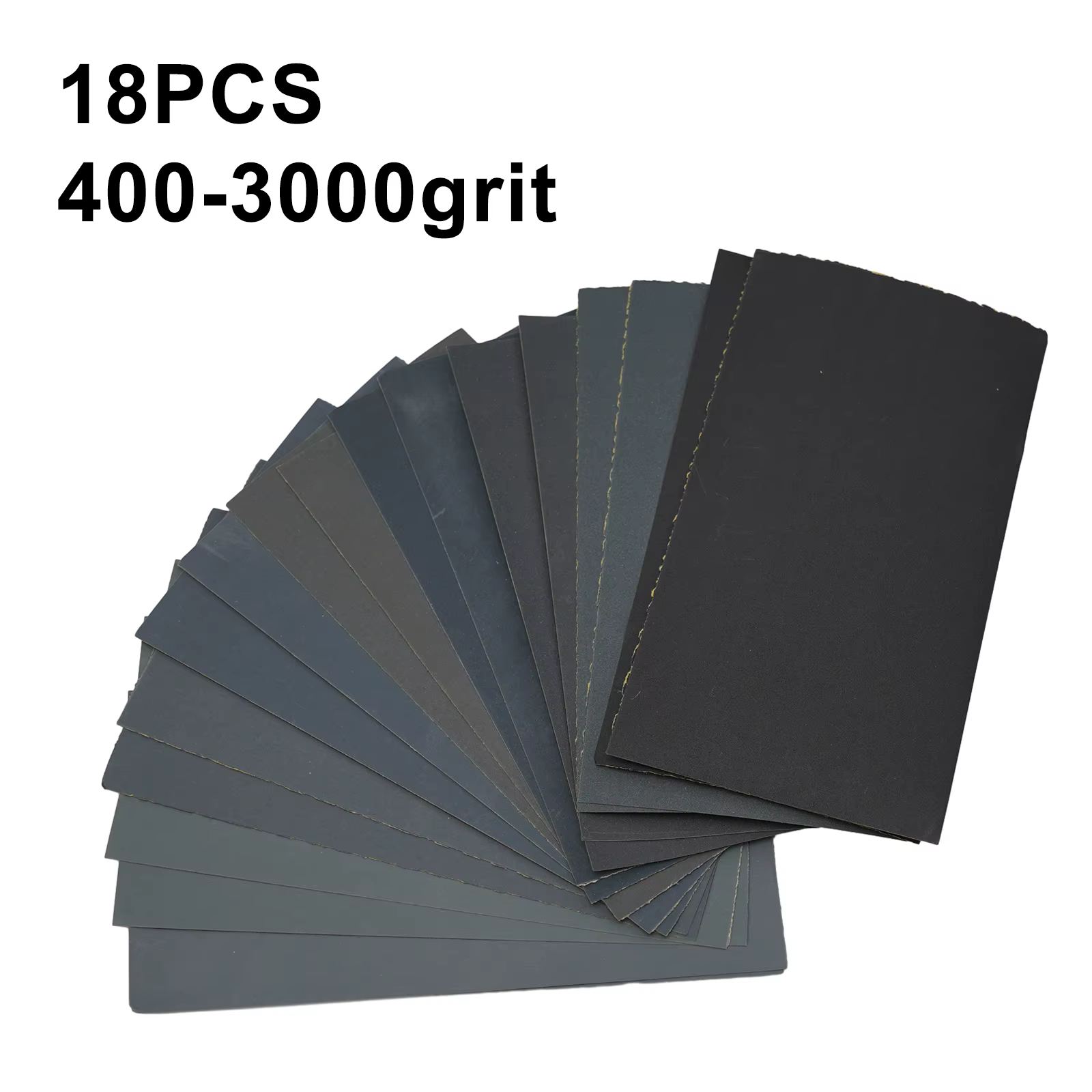 Papier de Verre à Grains 400,600,800,1000,1200,1500,2000,2500,3000, 18 Pièces/Ensemble, Support/Ponç