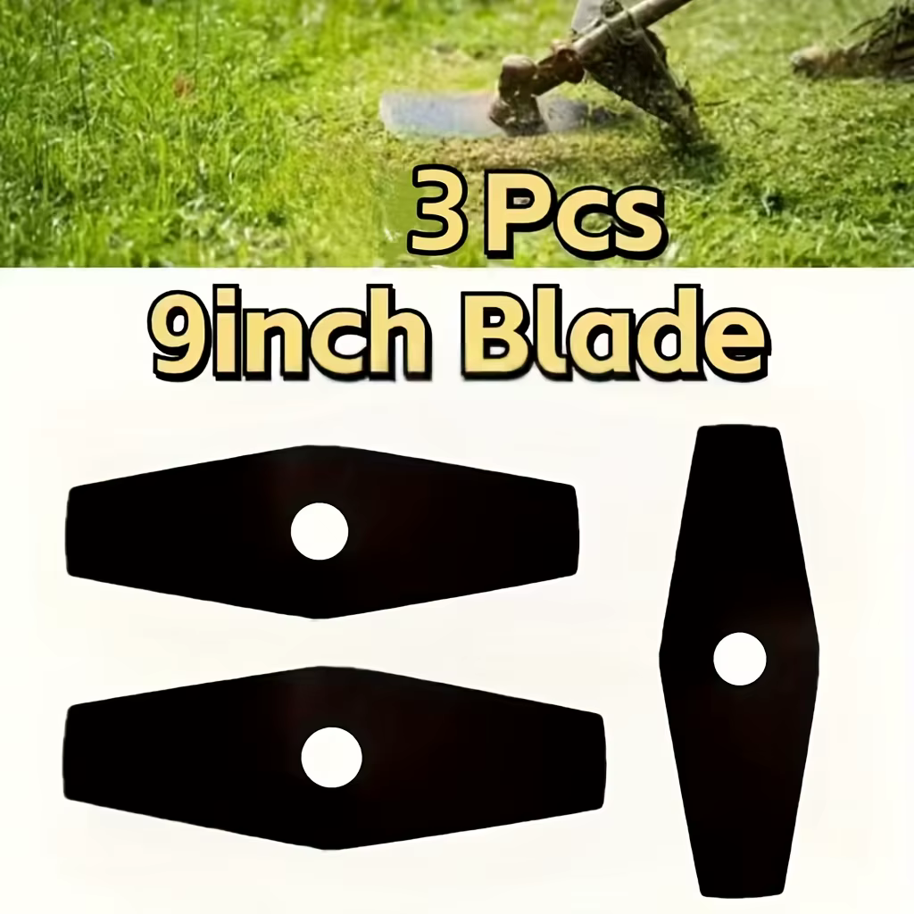 Lames de tondeuse à gazon en métal de 9 pouces à 2 dents, lot de 3 lames de scie robustes pour débro